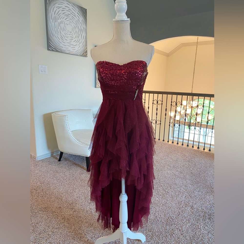 Sequin Tulle High-Low Dress
